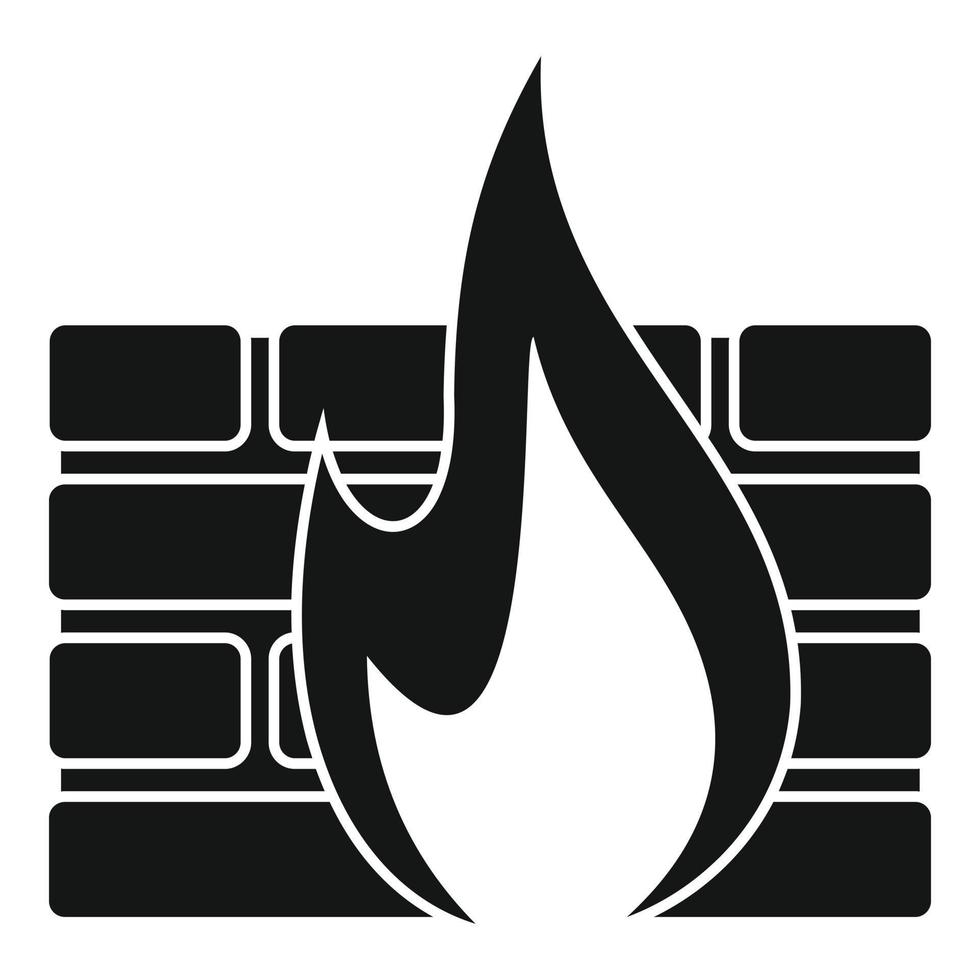 icône de pare-feu noir, style simple vecteur