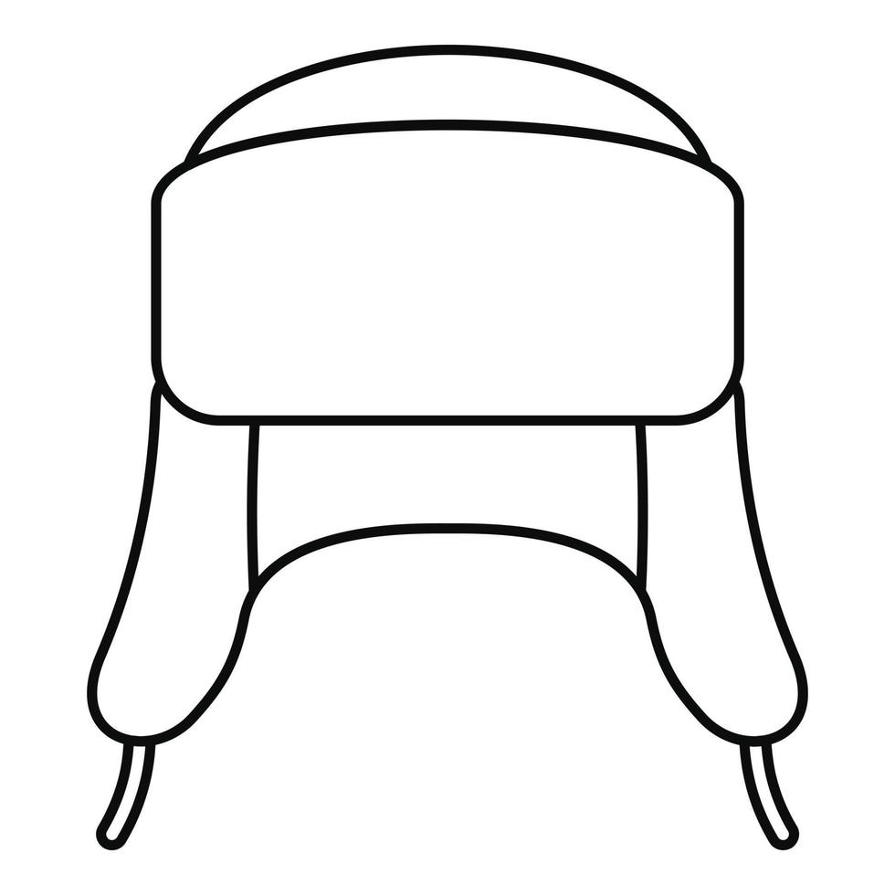 icône de chapeau d'hiver de rabat d'oreille, style de contour vecteur