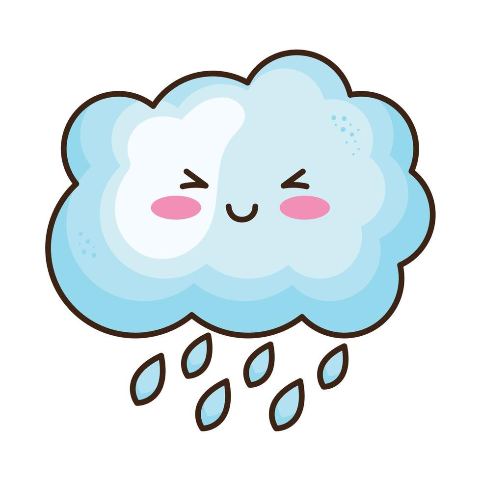 nuage et pluie kawaii vecteur