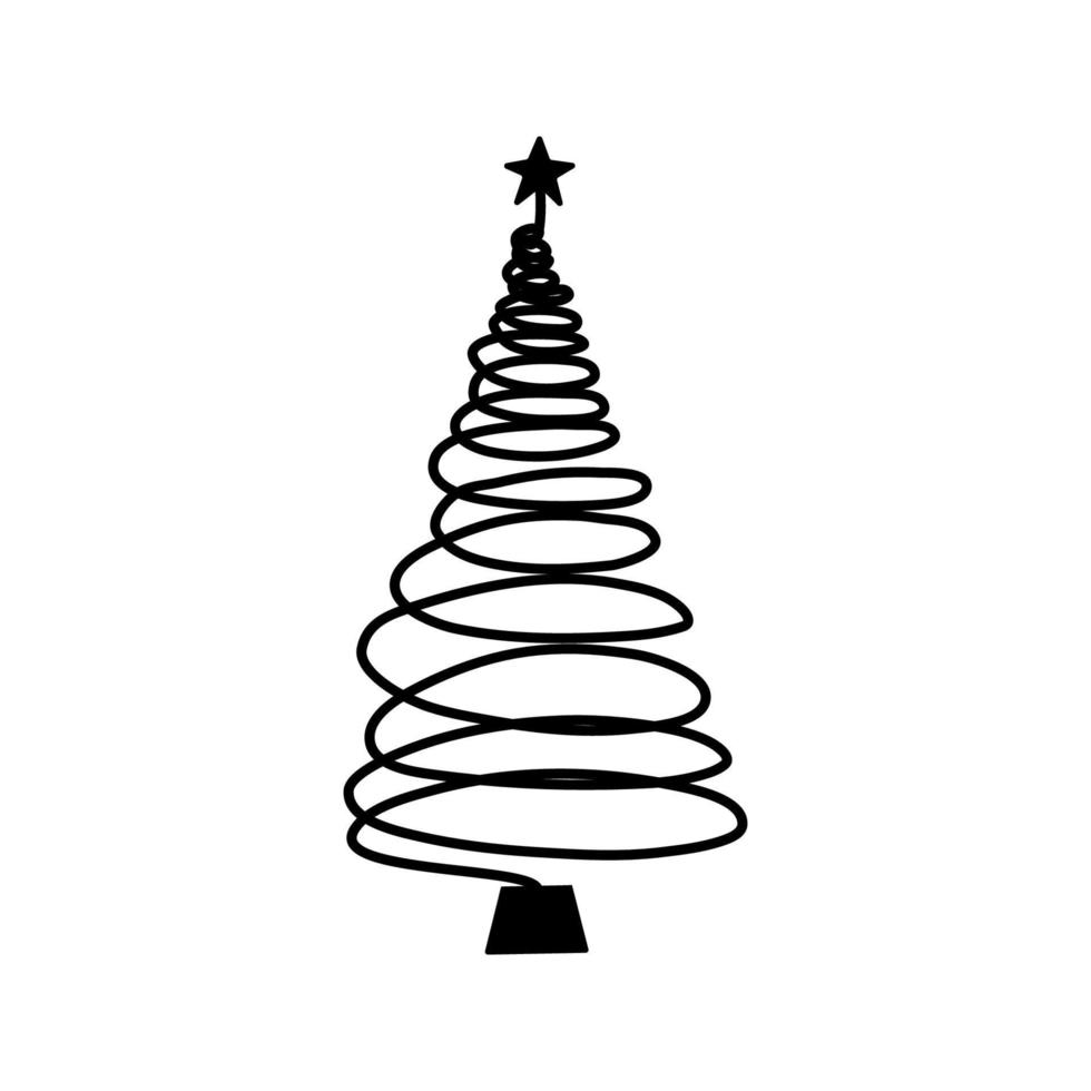 illustration vectorielle de sapin de noël dessiné à la main linéaire vecteur