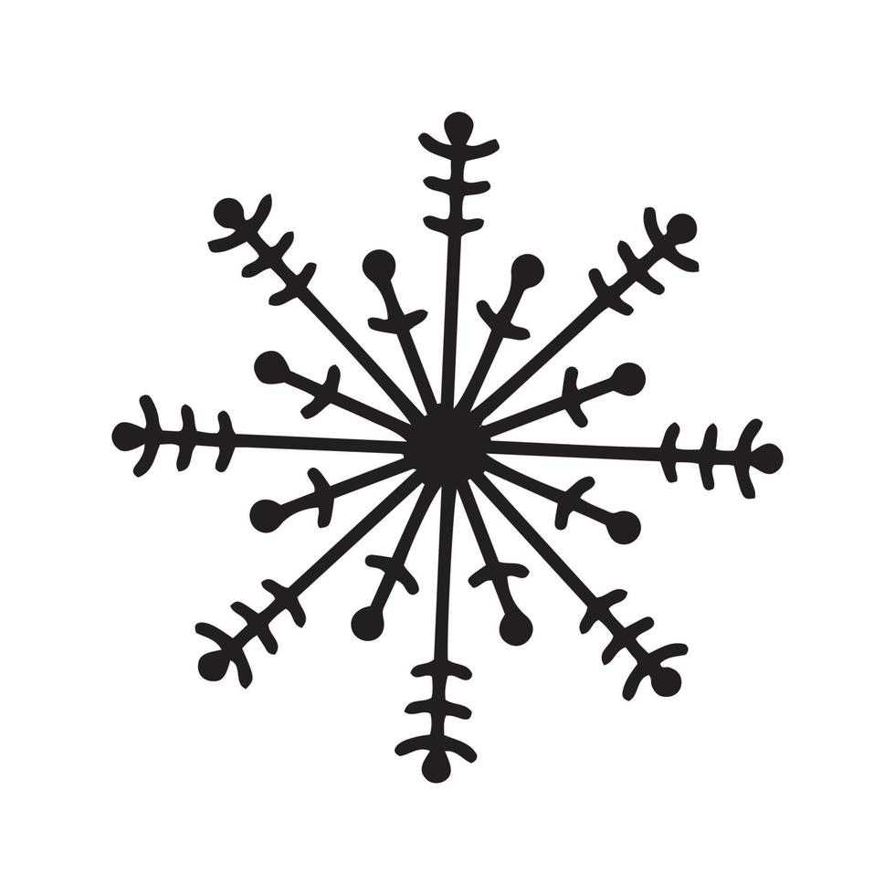 illustration de silhouette de flocon de neige dessiné à la main plat vecteur