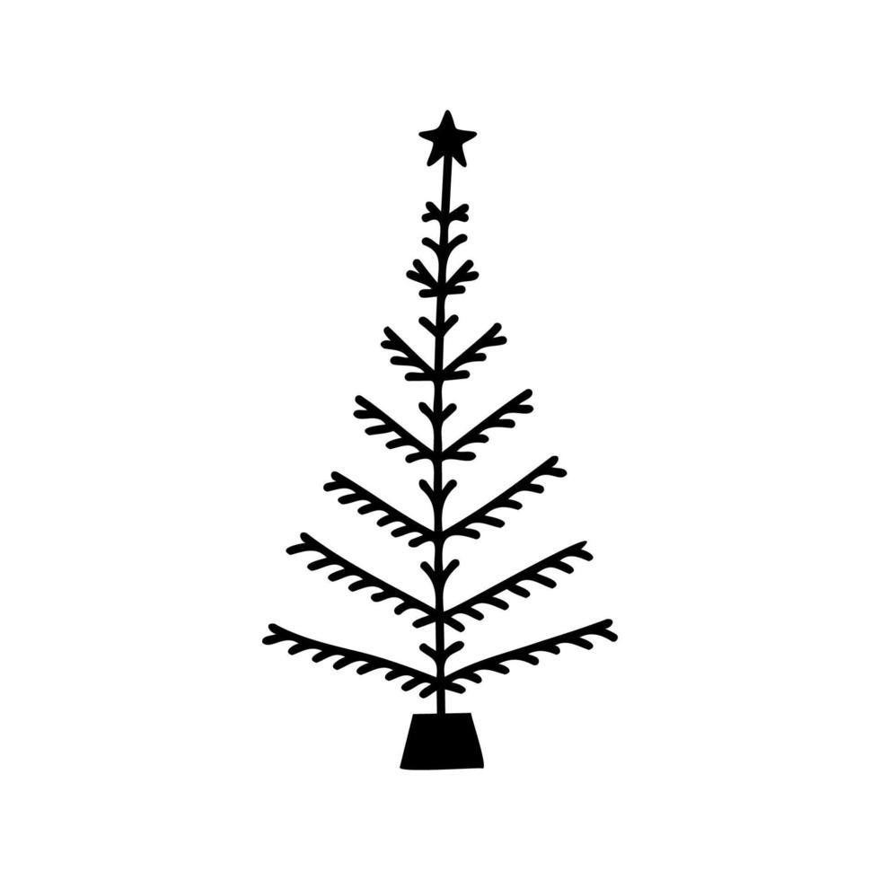 illustration vectorielle de sapin de noël dessiné à la main linéaire vecteur