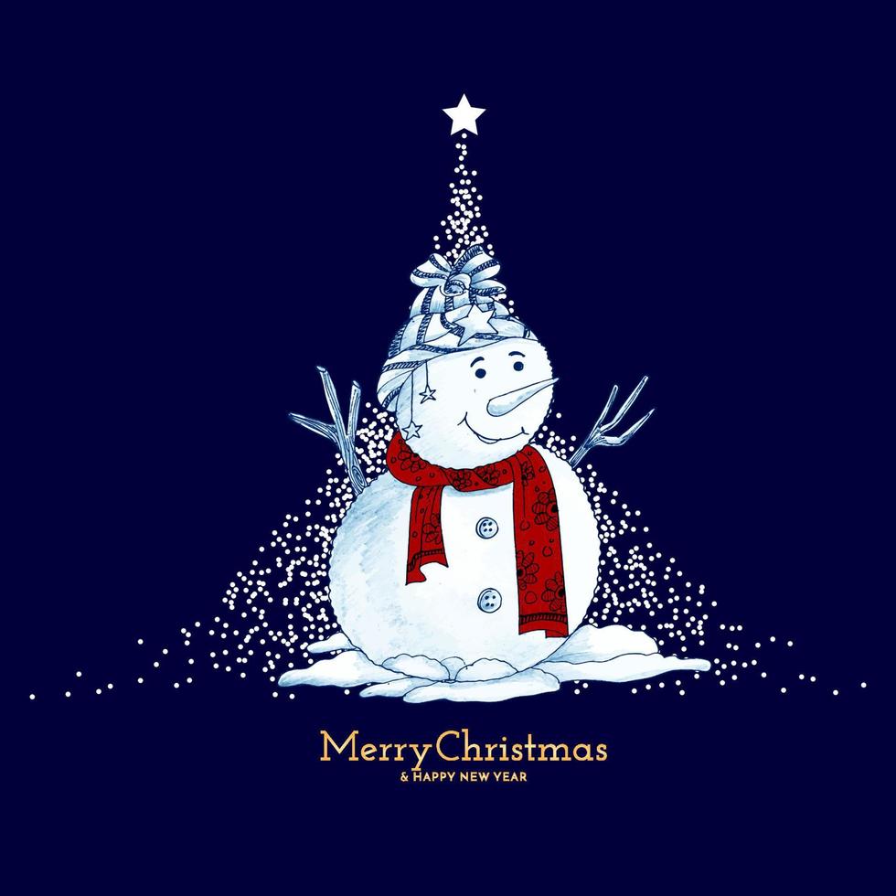 joyeux noël festival fond bleu avec bonhomme de neige design vecteur