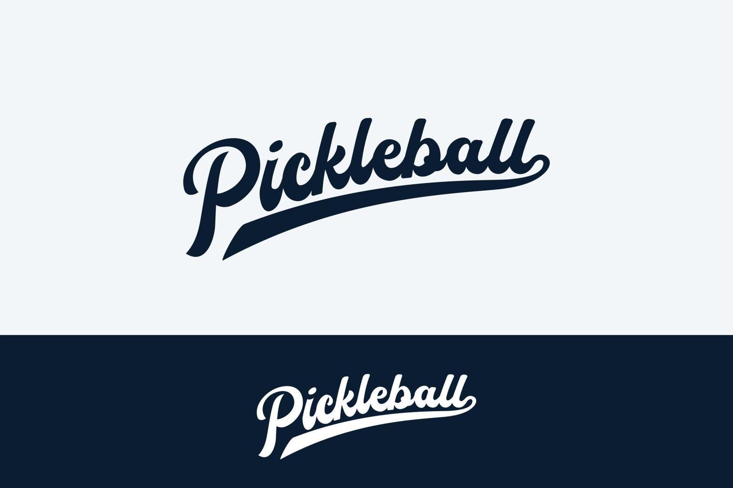 lettrage de pickleball avec des lettres de script dynamiques, simples et accrocheuses. convient aux logos, publicités, dessins de t-shirts, sweats à capuche, accessoires, autocollants, etc. vecteur