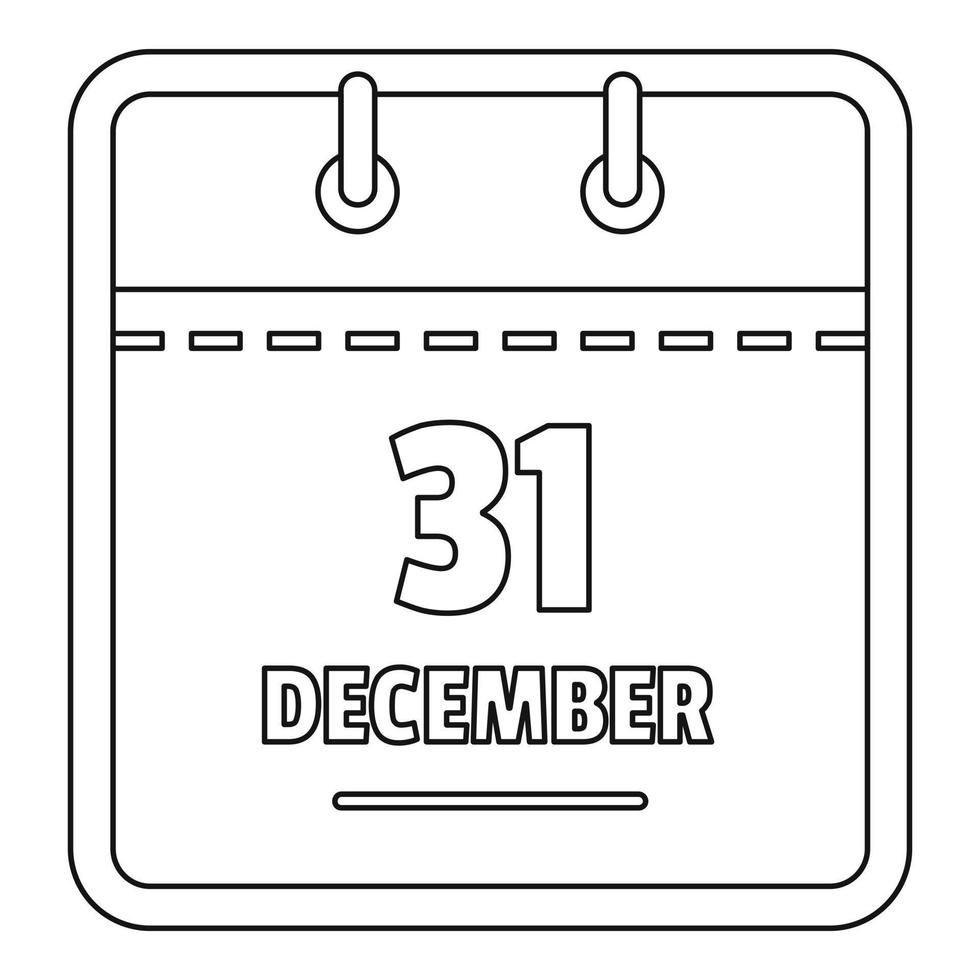 icône de calendrier de décembre, style de contour. vecteur