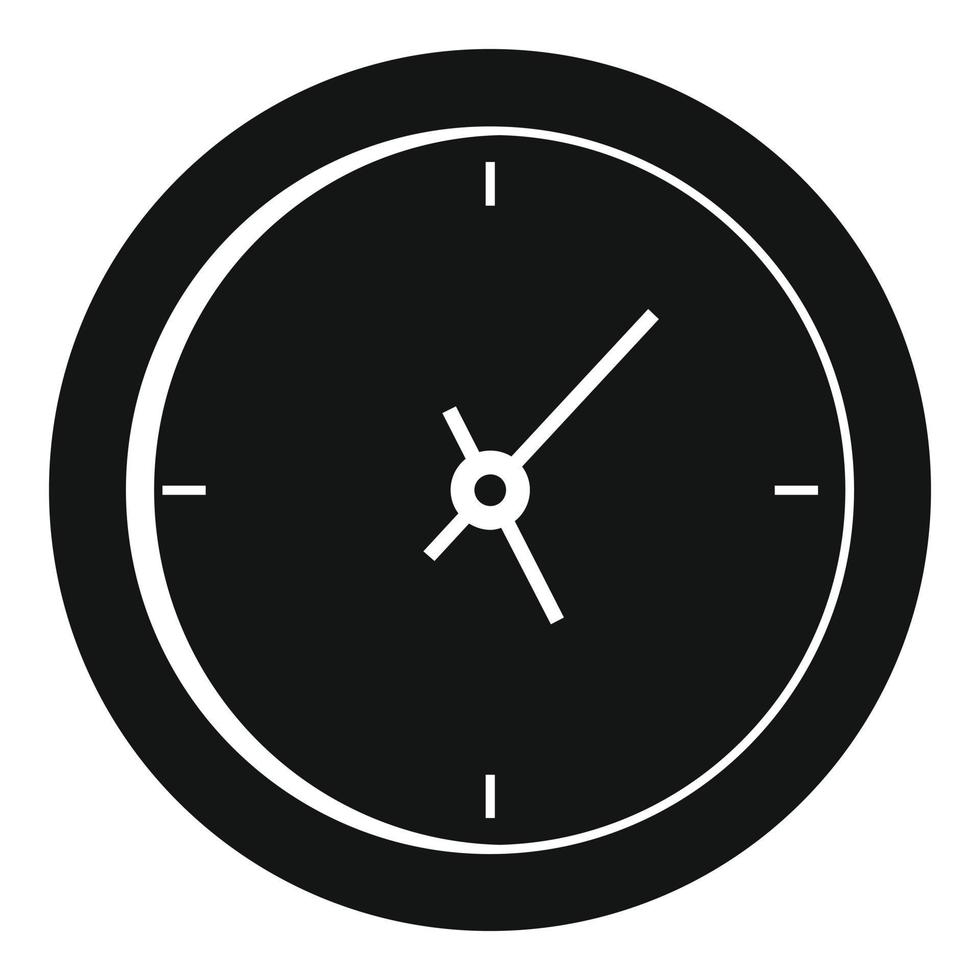 icône minimale d'horloge, style noir simple vecteur