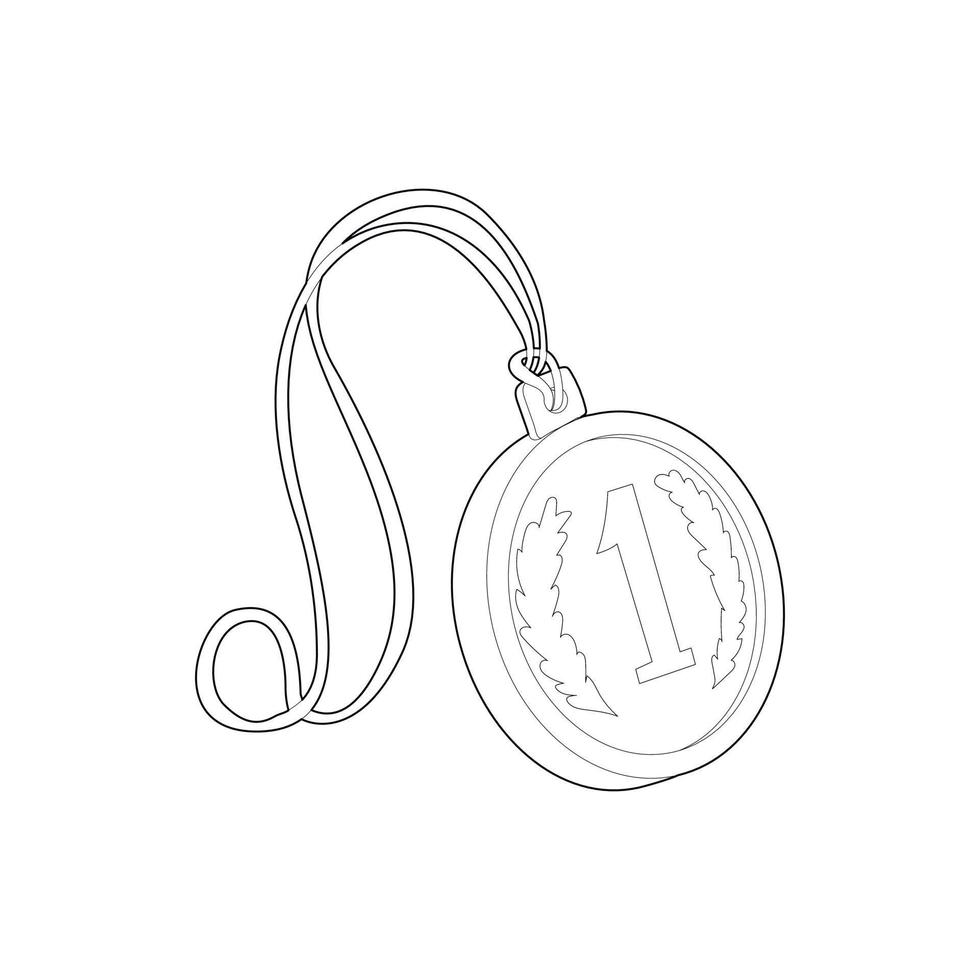 Médaille pour l'icône de la première place, style de contour vecteur