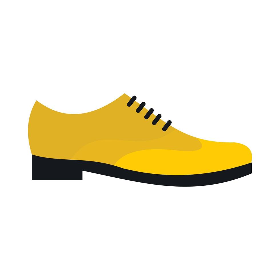 icône de chaussure jaune mâle, style plat vecteur