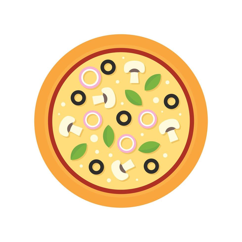 icône de pizza aux champignons, style plat vecteur