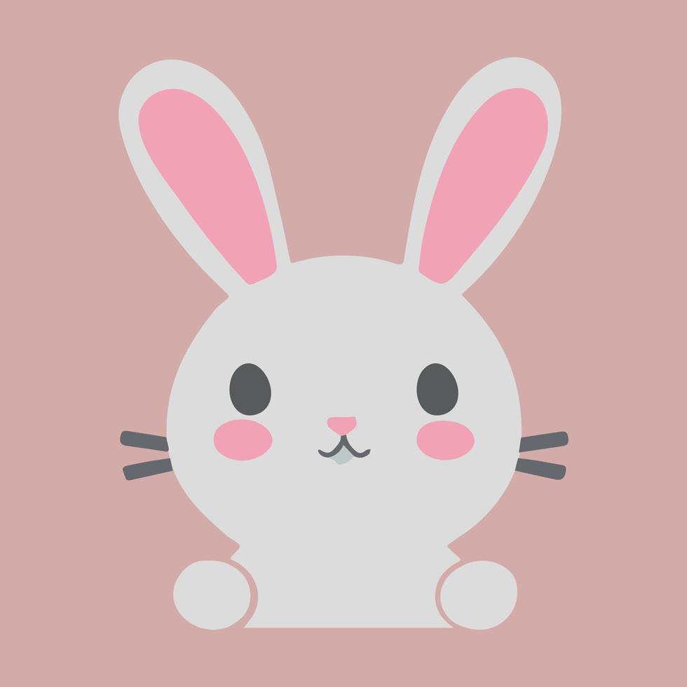 art vectoriel mignon lapin kawaii heureux. animal de bébé de dessin animé isolé.