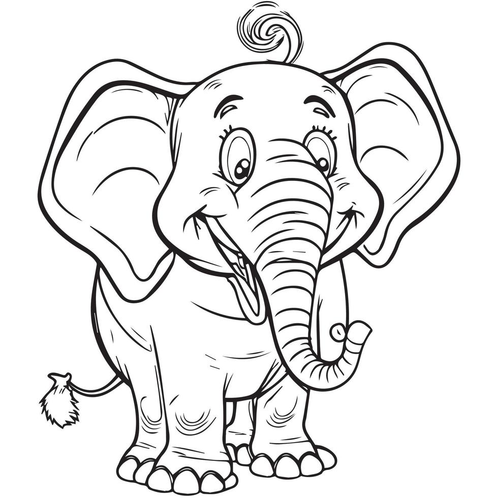 mignon dessin animé heureux éléphant contour vector illustration.adorable animal de zoo pour livre de coloriage.