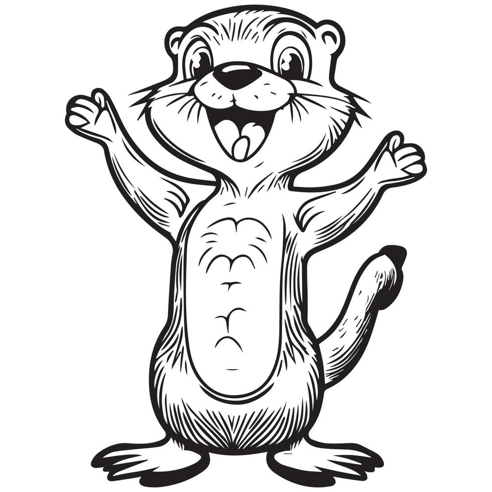 loutre heureuse jouant dehors. livre de coloriage pour enfants. illustration de contour de dessin animé. vecteur