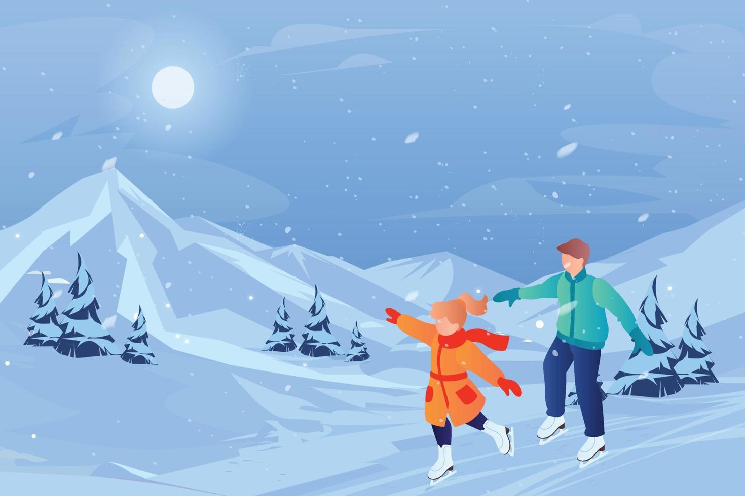 joyeux noël et bonne année conception de carte de voeux avec le père noël sur traîneau illustration d'hiver confortable vecteur