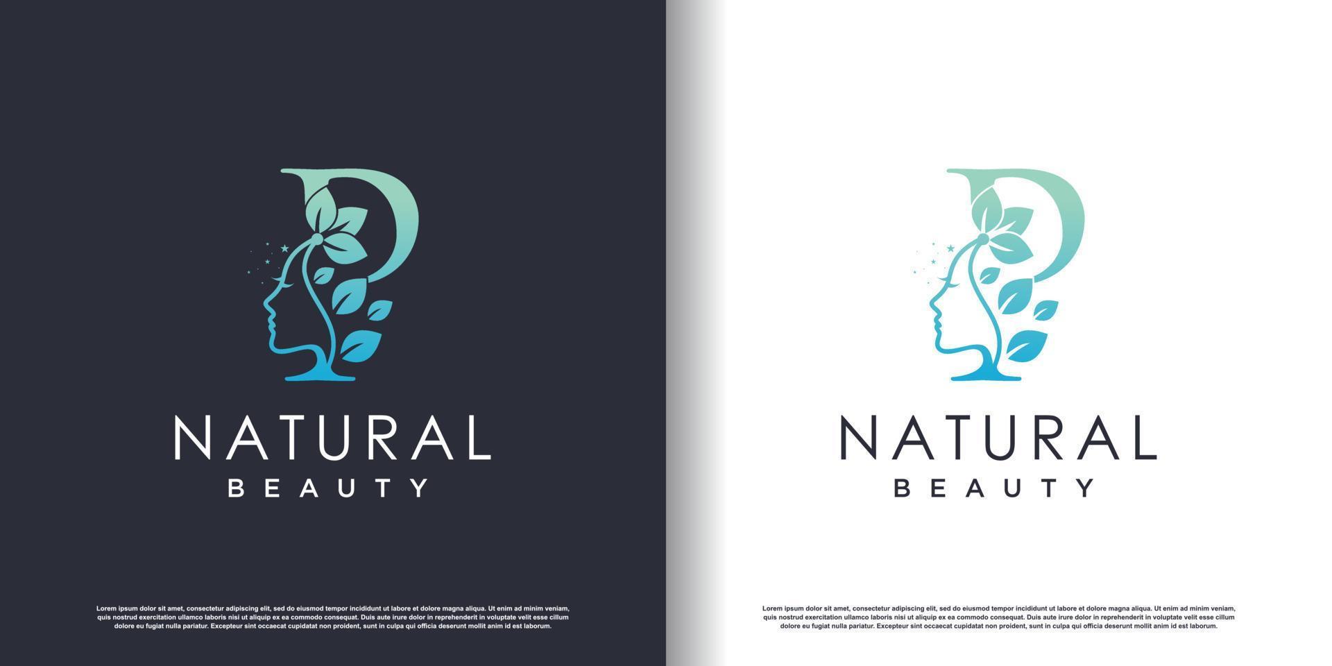 modèle de logo beauté nature avec lettre p concept vecteur premium