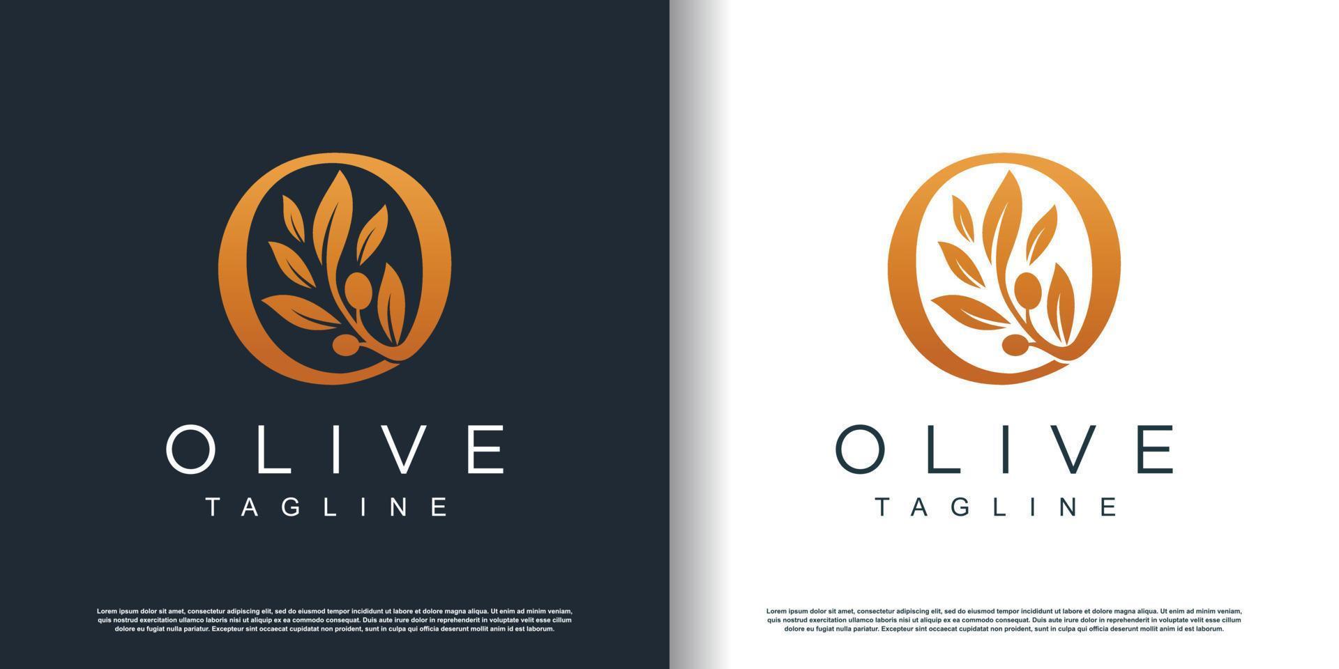 icône du logo olive avec lettre o concept vecteur premium