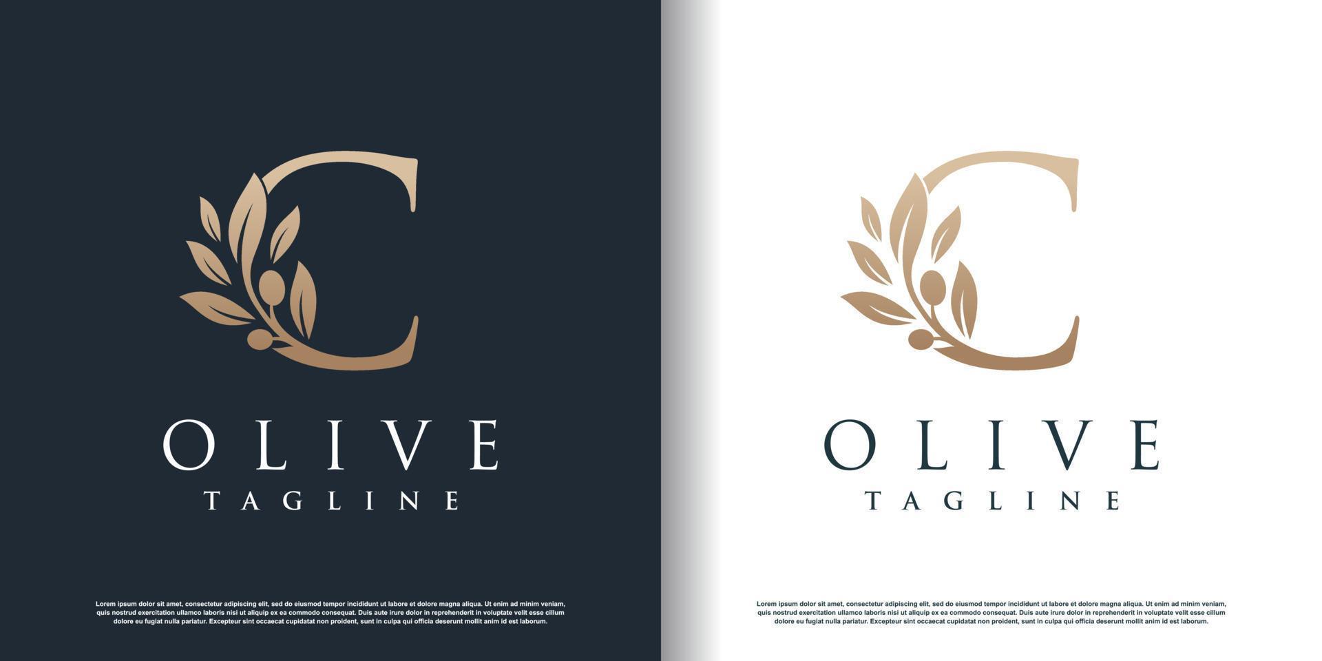 icône du logo olive avec lettre c concept vecteur premium