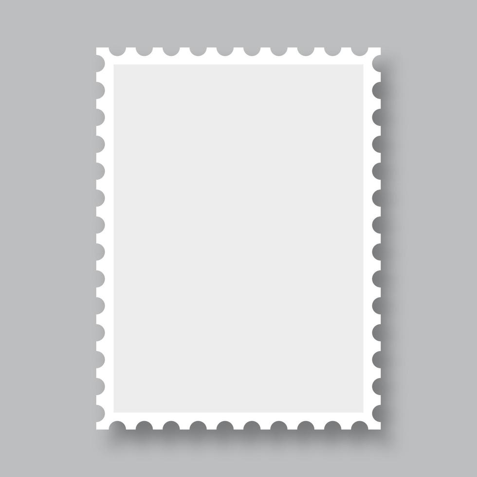 timbre-poste vierge. modèle de timbre-poste propre. bordure de timbre-poste. timbre-poste maquette avec ombre. illustration vectorielle vecteur