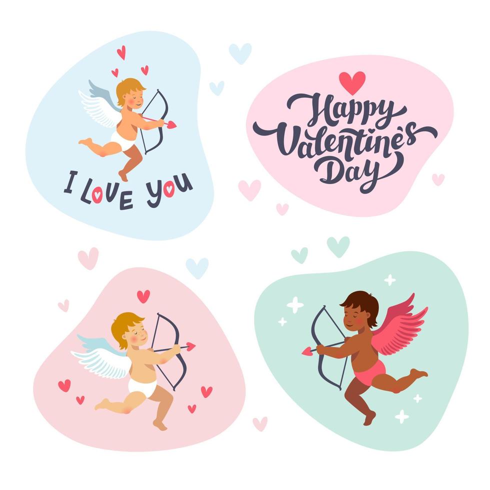 angle de cupidon avec l'amour de l'arc et de la flèche, vecteur  d'illustration plat de dessin animé de la saison de la Saint-Valentin isolé  sur fond blanc 4599764 Art vectoriel chez Vecteezy