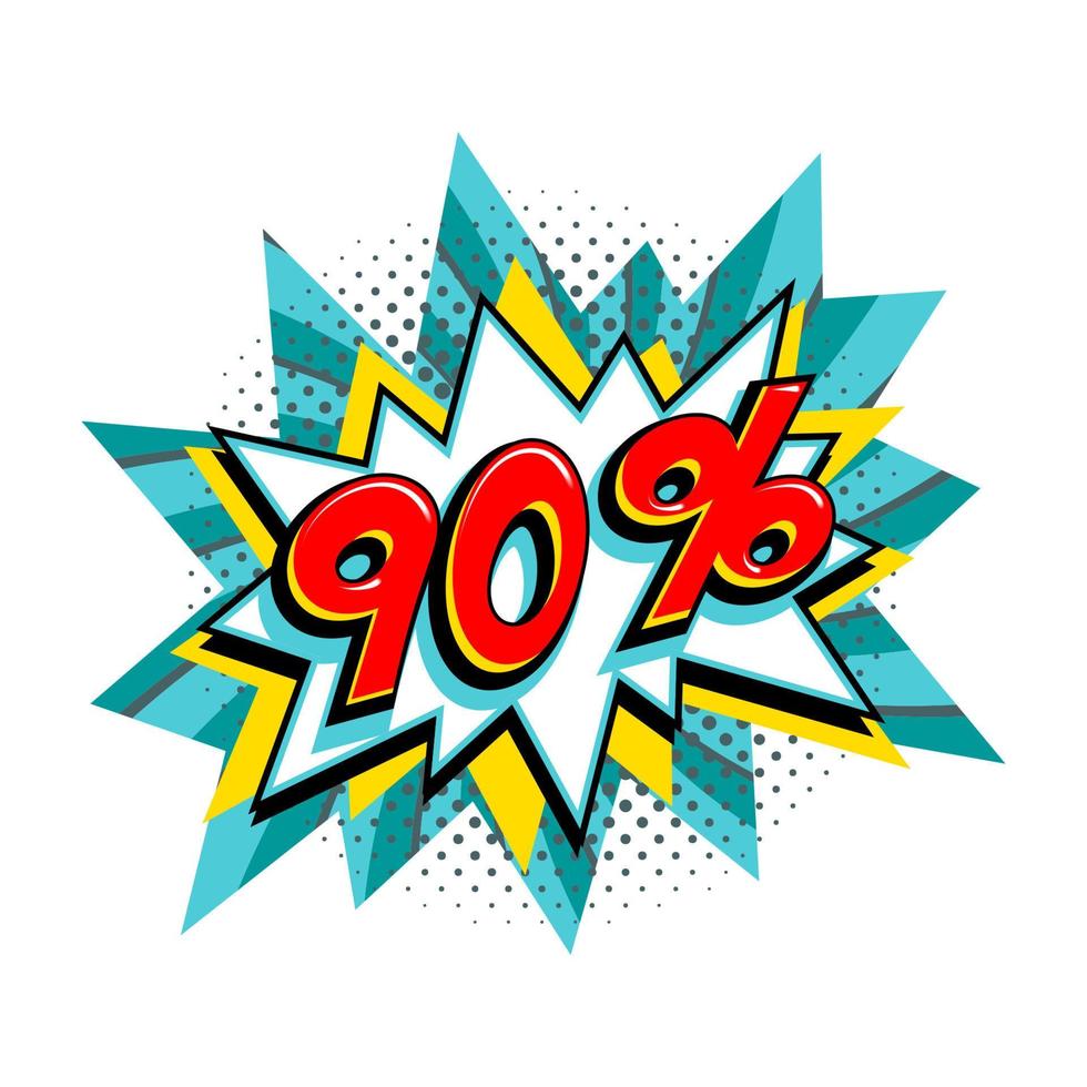 ballon de bang de vente turquoise comique - bannière de promotion de remise de style pop art. illustration vectorielle vecteur