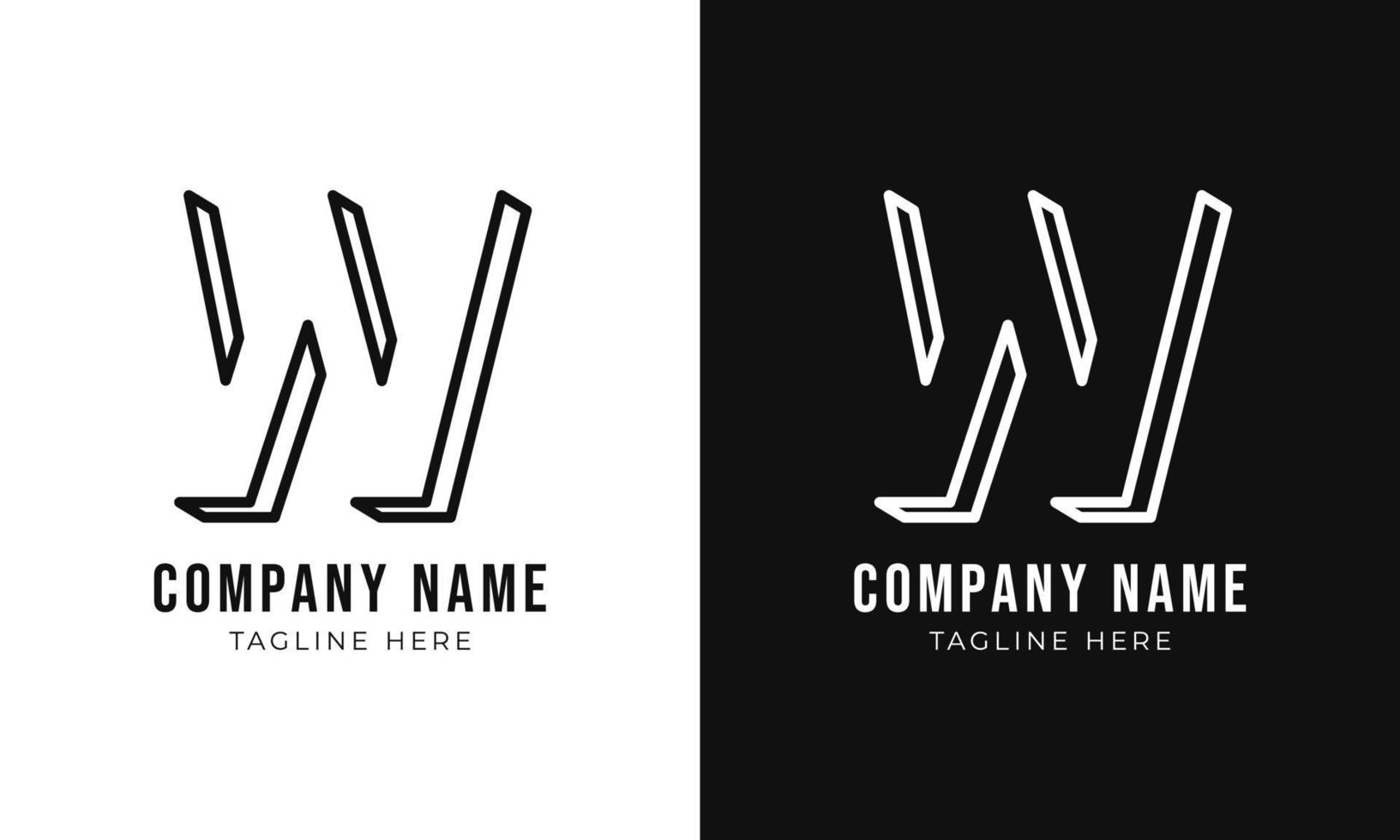 modèle de conception de logo monogramme lettre initiale w. contour créatif w typographie et couleurs noires. vecteur