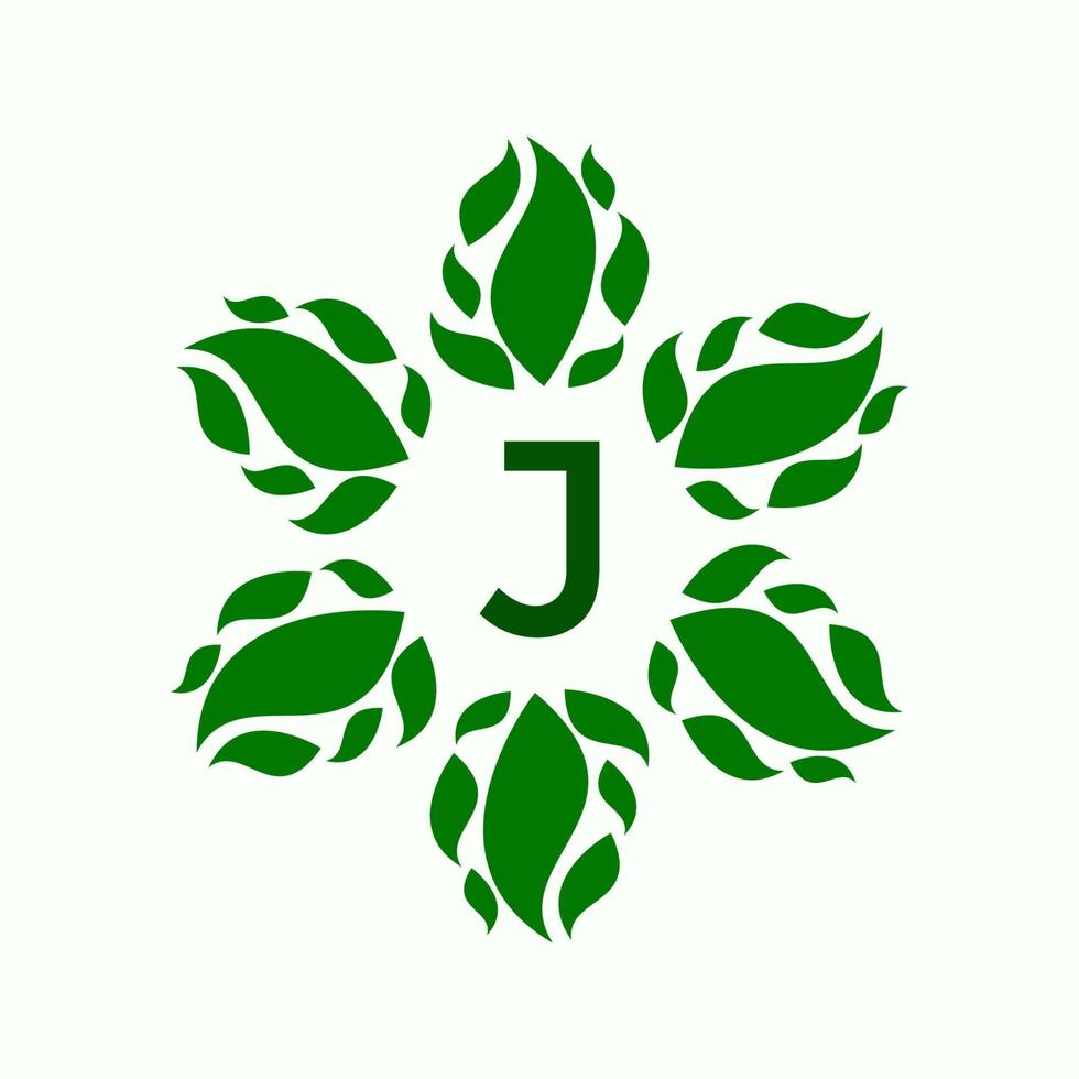 création de logo lettre j et feuille vecteur