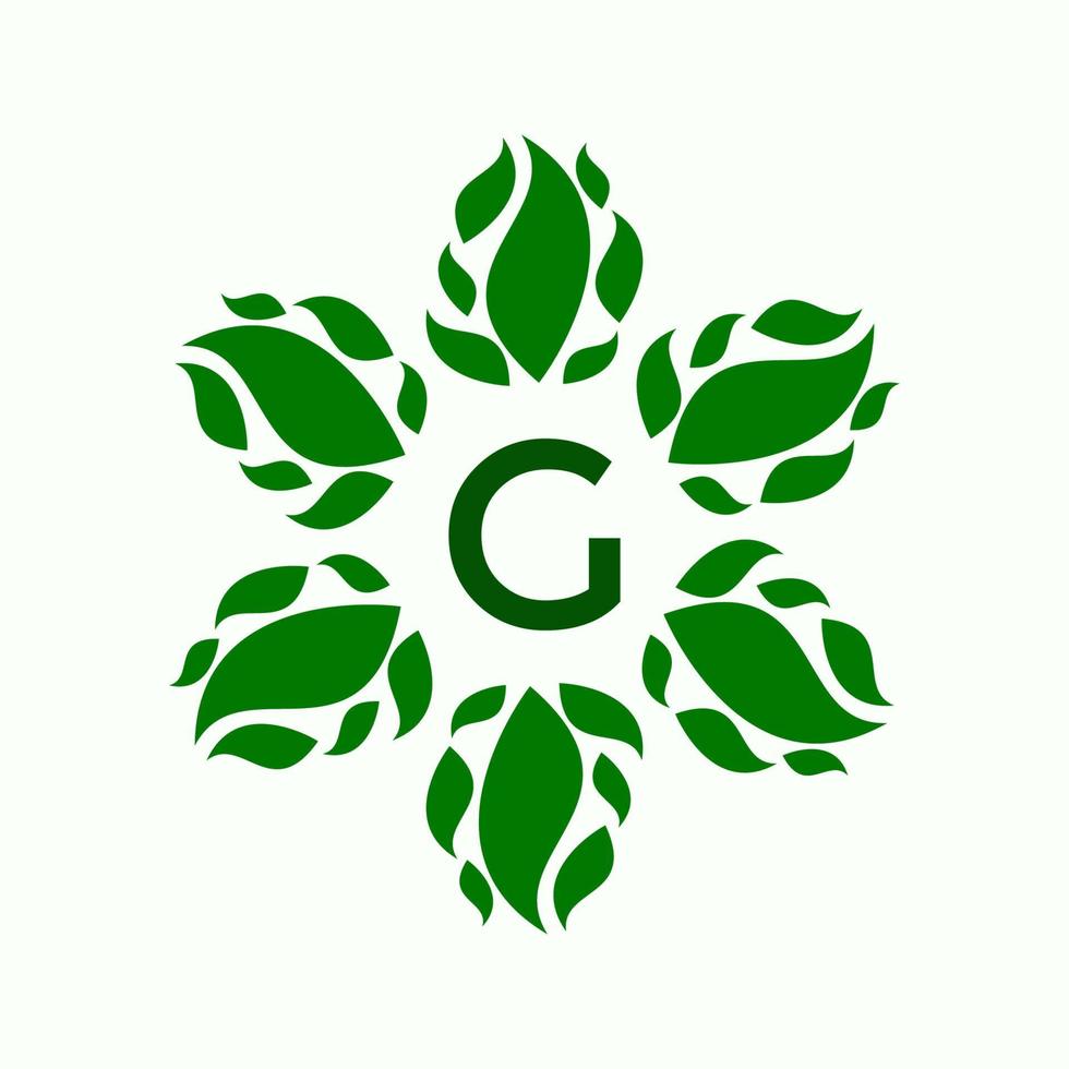 création de logo lettre g et feuille vecteur