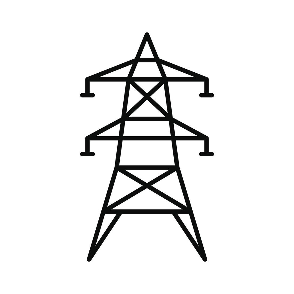 icône de tour électrique, style de contour vecteur