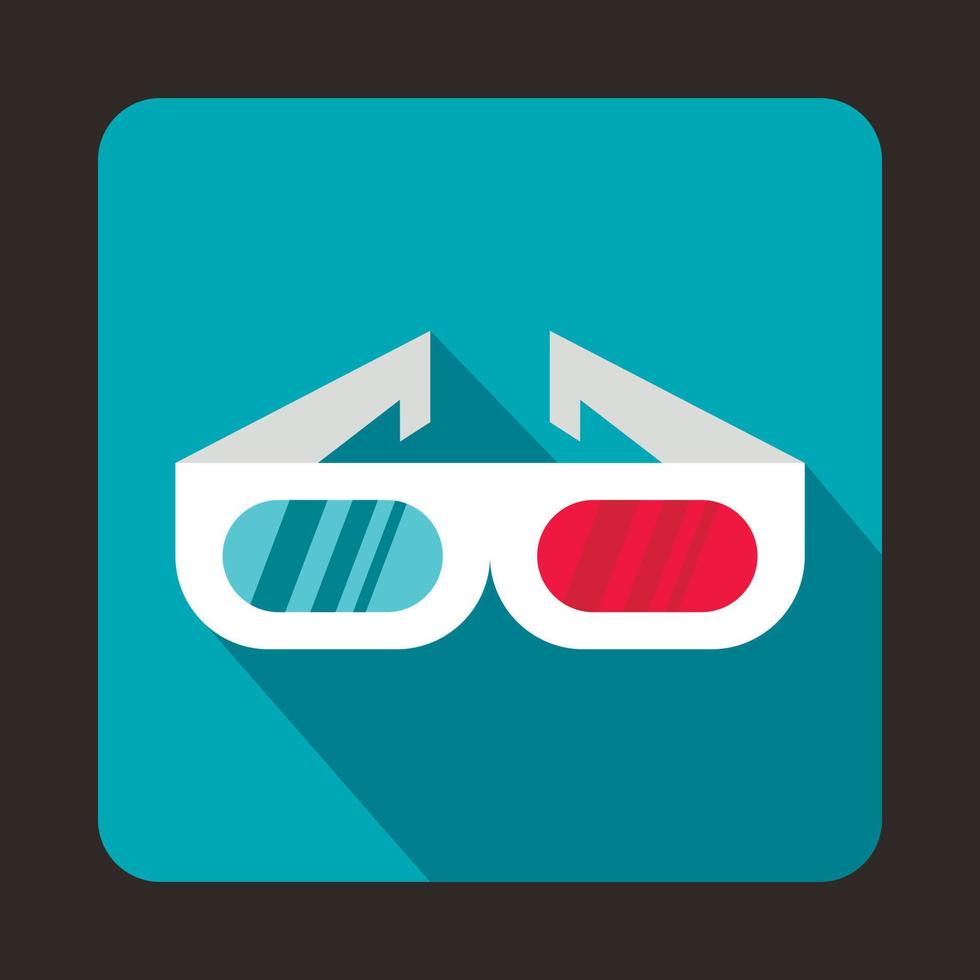 Icône de lunettes de cinéma 3d, style plat vecteur