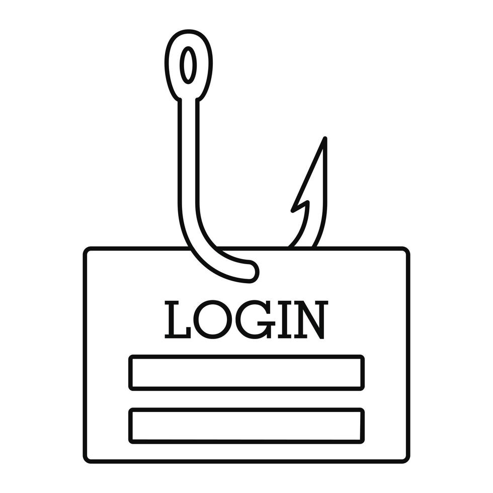 icône de connexion de phishing, style de contour vecteur