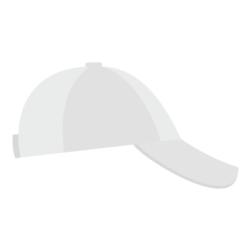 casquette de baseball blanche sur l'icône latérale, style plat. vecteur