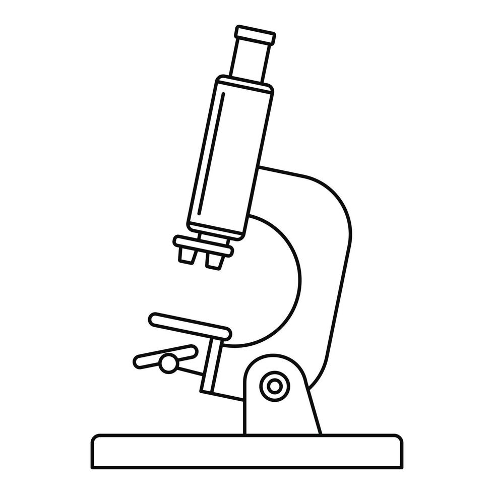icône de microscope de laboratoire, style de contour vecteur