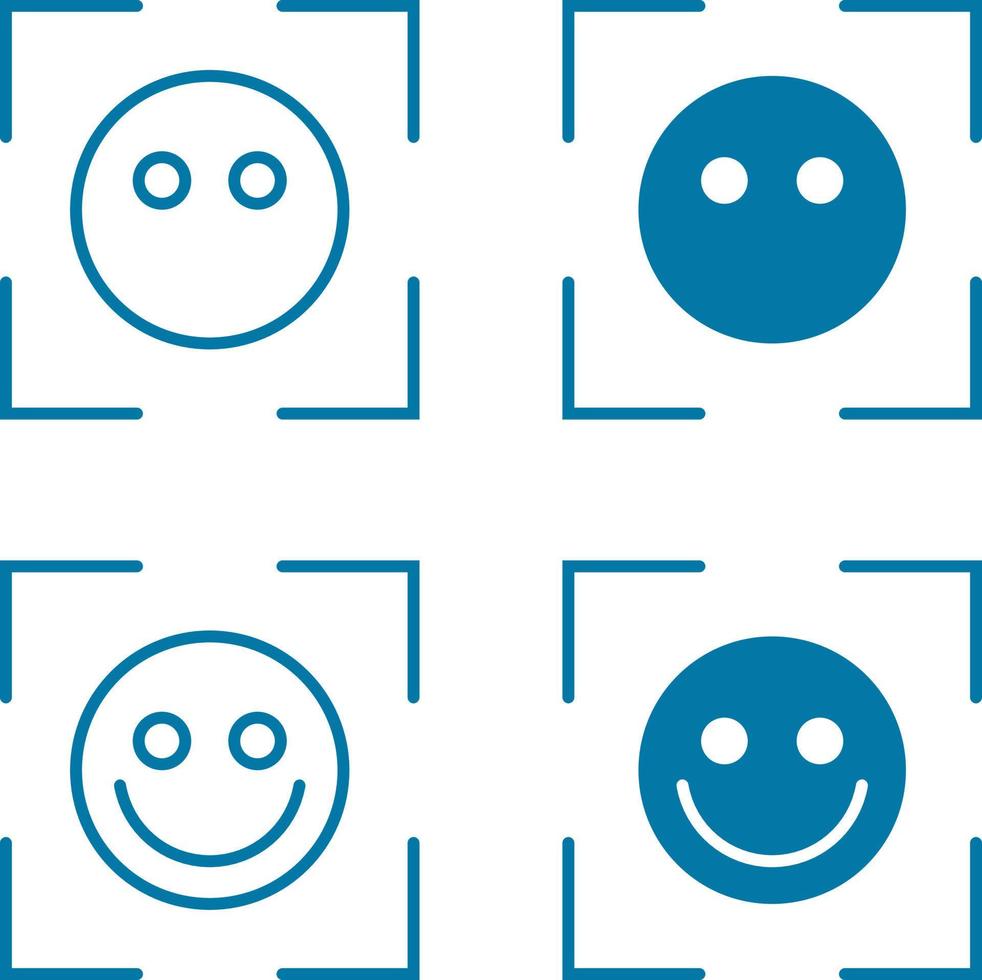 jeu d'icônes de symbole de reconnaissance faciale simple vecteur