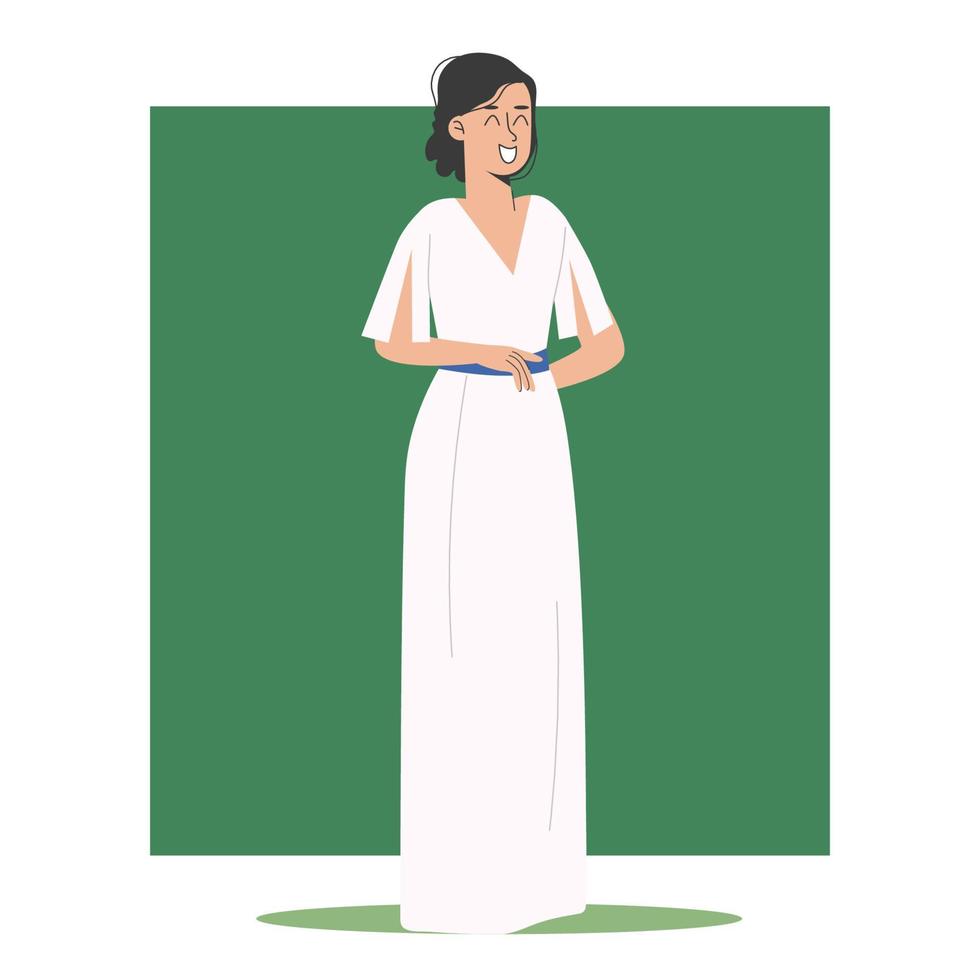 adorable modèle fille en robe de mariée posant. illustration vectorielle dans un style plat vecteur