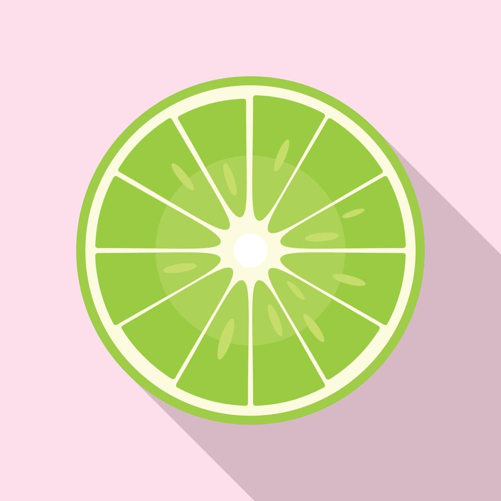 icône de demi-citron vert cru, style plat vecteur
