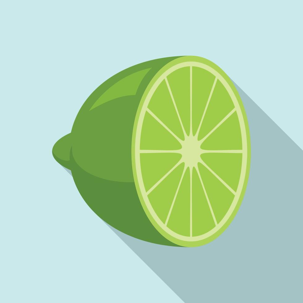 icône demi-citron vert, style plat vecteur