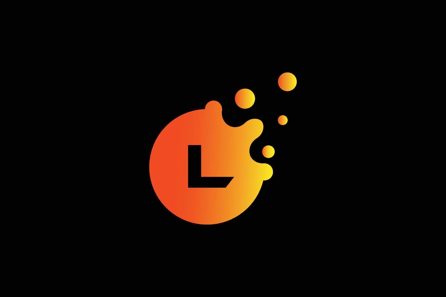 lettre l logo . l vecteur de conception de lettre avec illustration vectorielle de points. logo de marque de lettre avec dégradé orange et jaune.