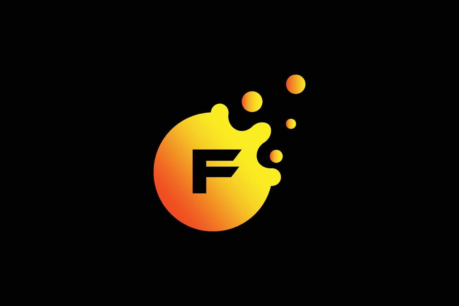 logo de la lettre f. vecteur de conception de lettre f avec illustration vectorielle de points. logo de marque de lettre avec dégradé orange et jaune.