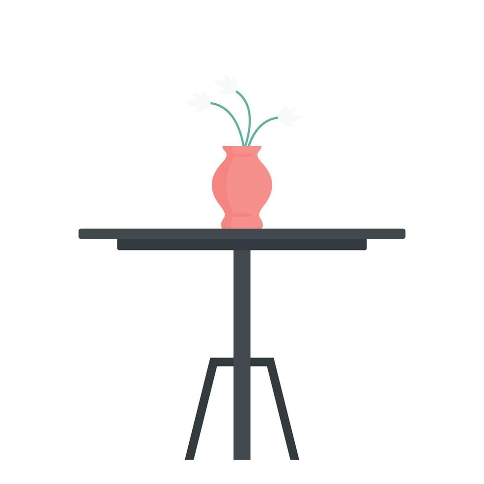 vase rouge sur l'icône de la table, style plat vecteur