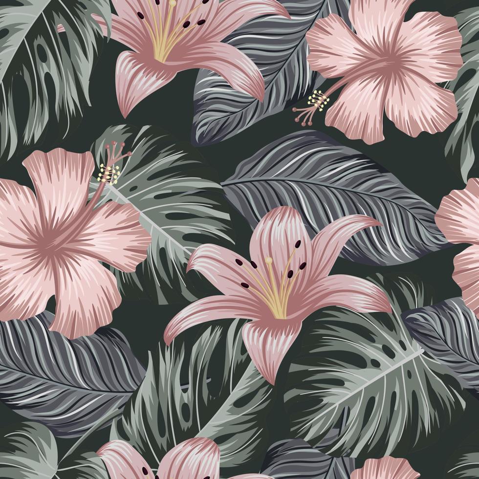 motif floral sans couture avec des feuilles. fond tropical vecteur