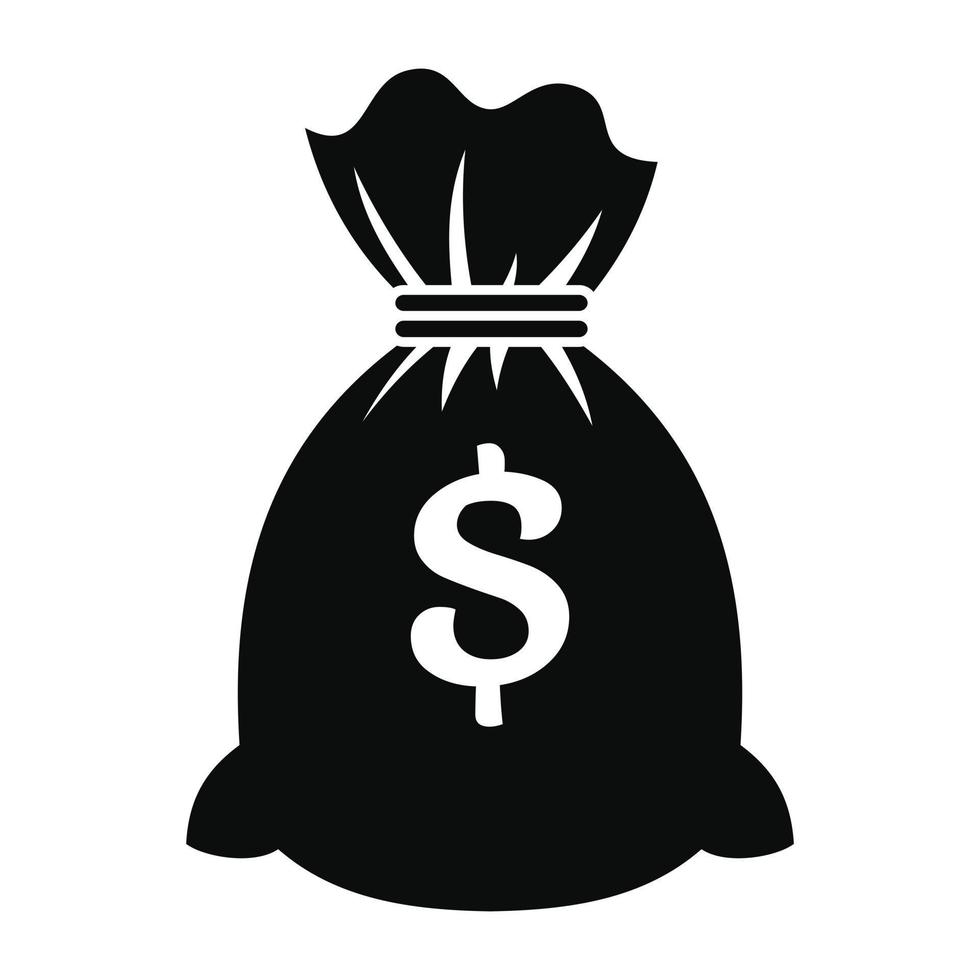 icône de sac d'argent, style simple vecteur