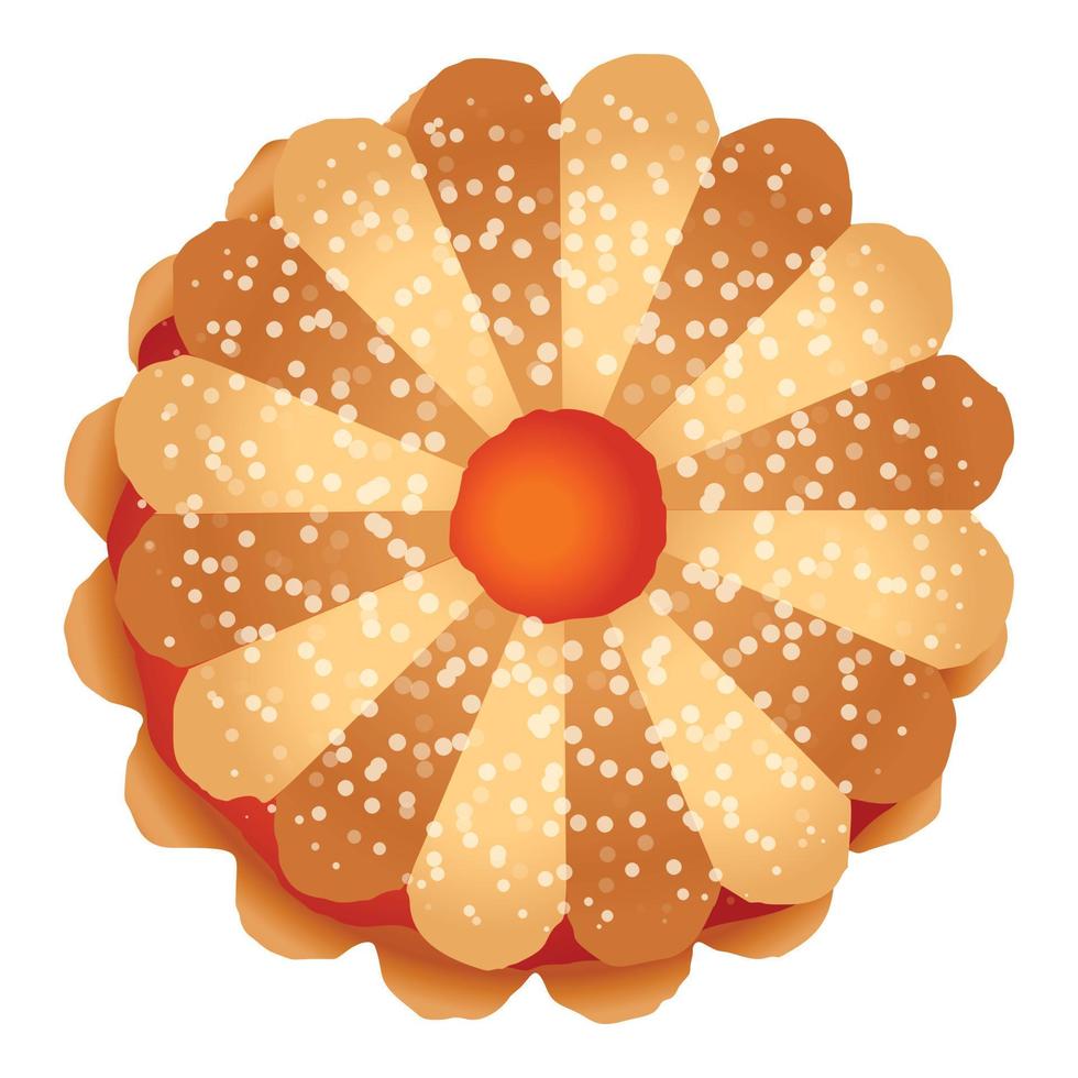 icône de biscuit à la gelée de fleurs, style cartoon vecteur