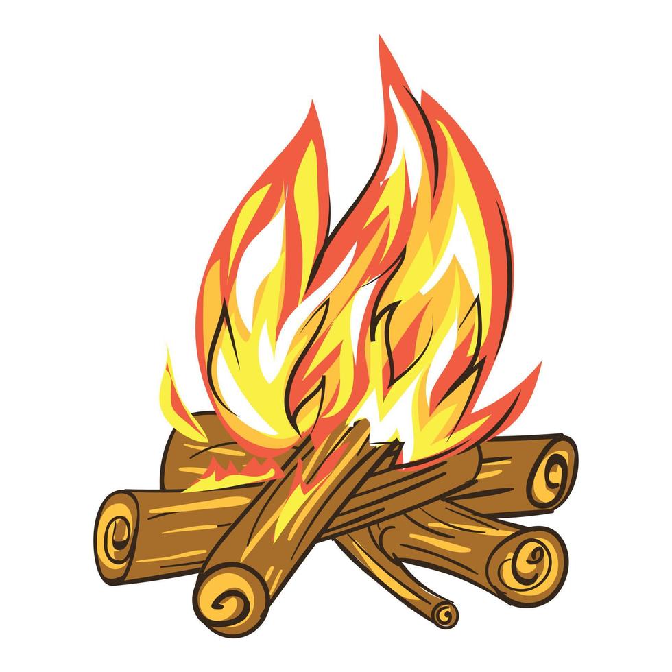 icône de feu de camp de guimauves, style cartoon vecteur