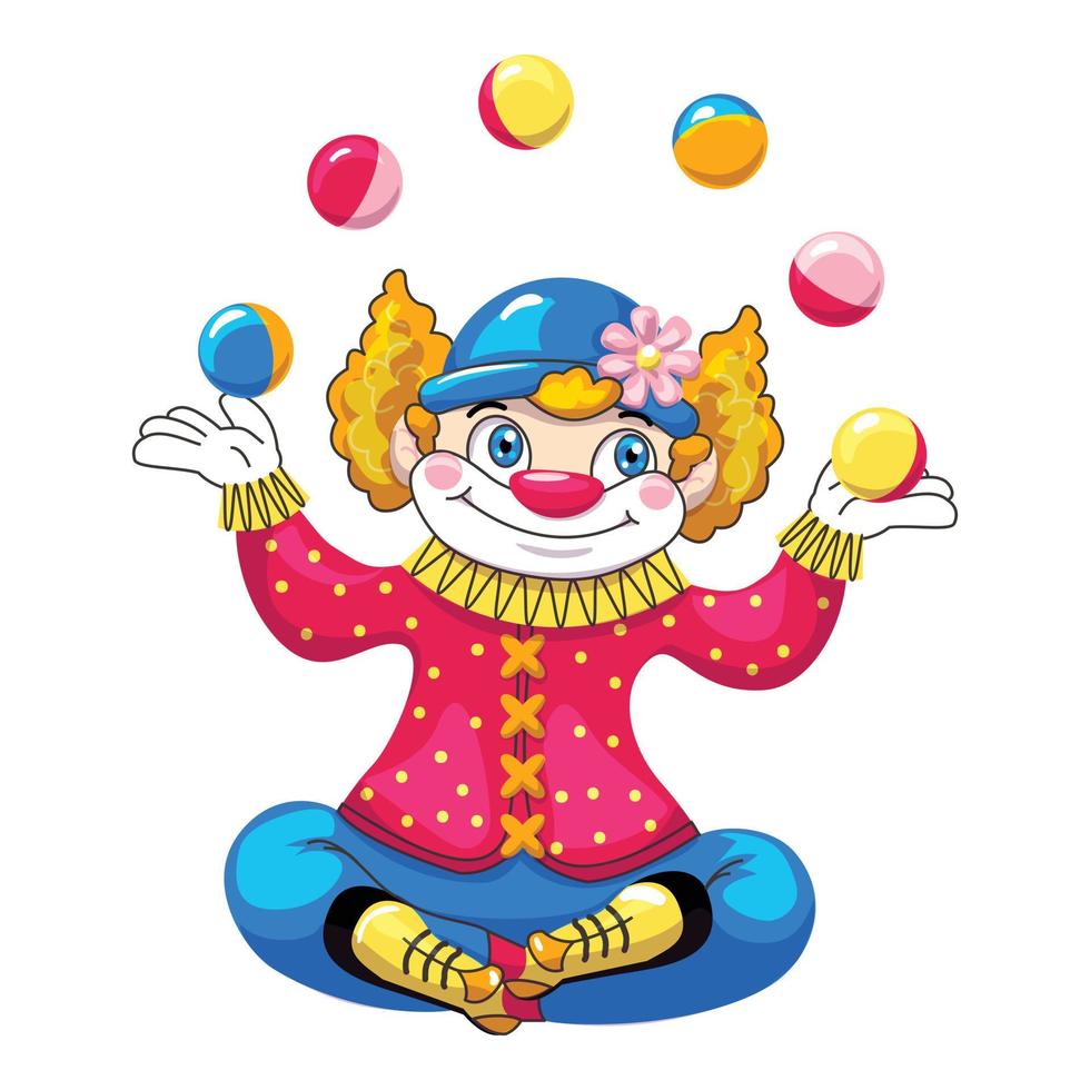 icône de clown jongleur, style cartoon vecteur