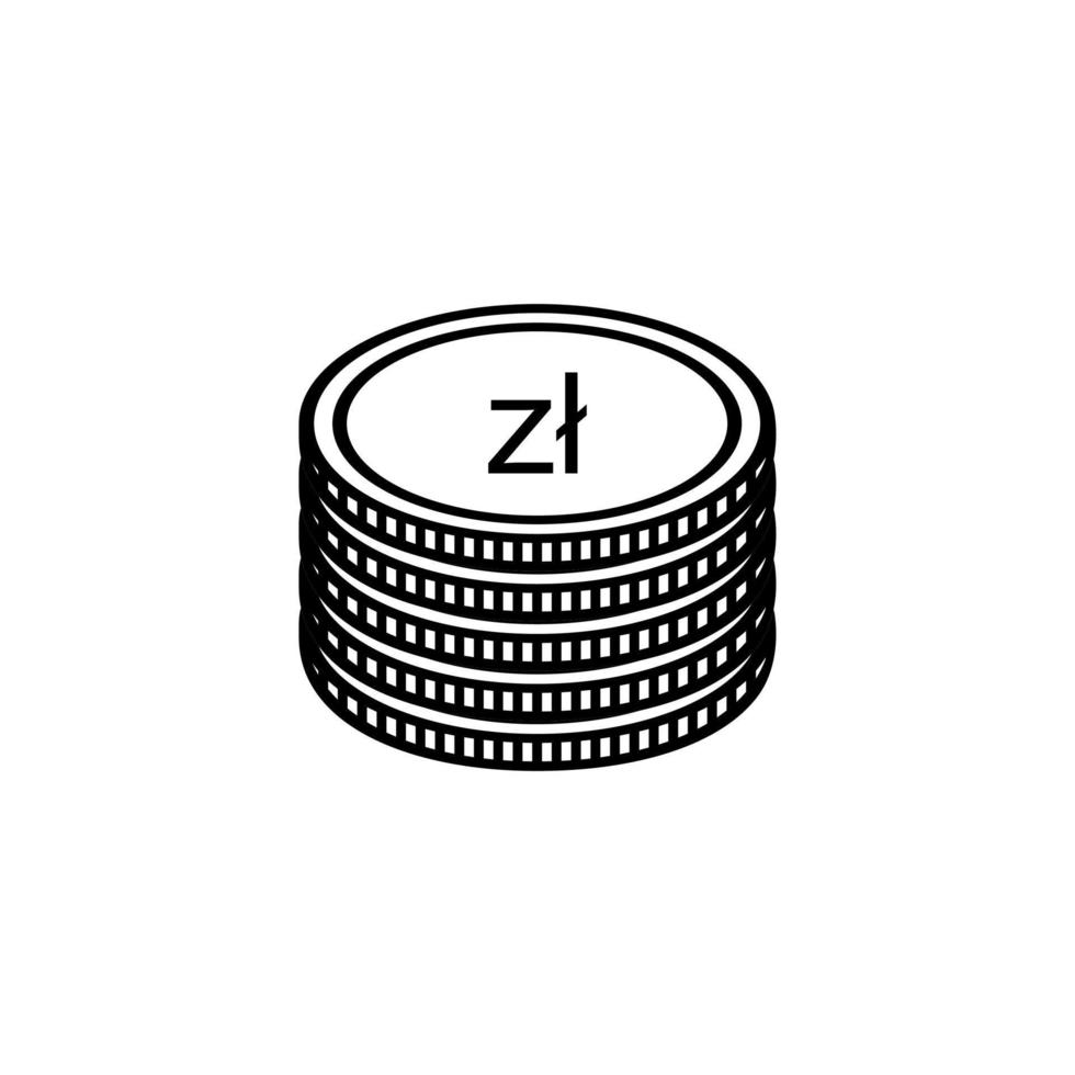 monnaie polonaise, signe pln, symbole d'icône zloty polonais. illustration vectorielle vecteur