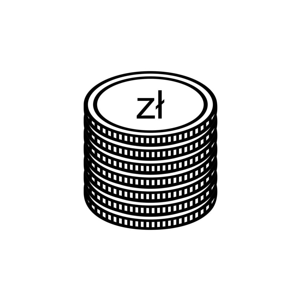 monnaie polonaise, signe pln, symbole d'icône zloty polonais. illustration vectorielle vecteur