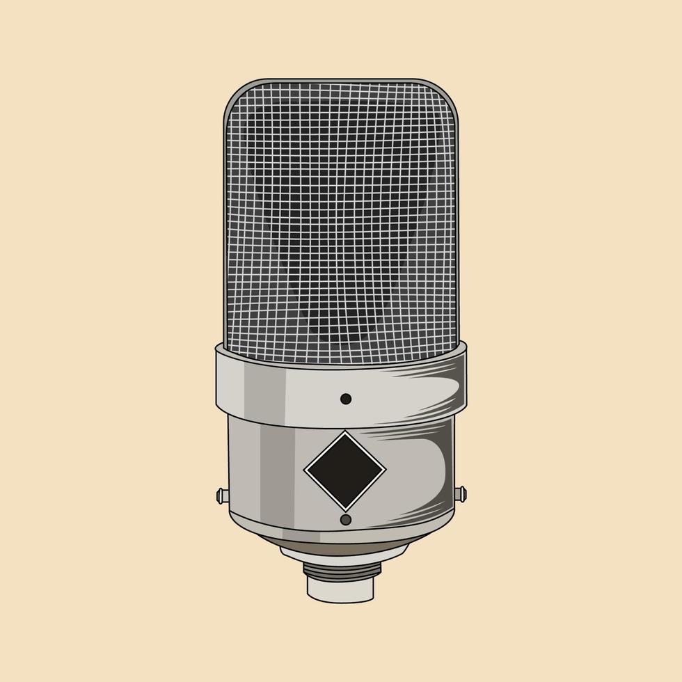 vecteur de microphone vintage, illustration de stock de microphone rétro