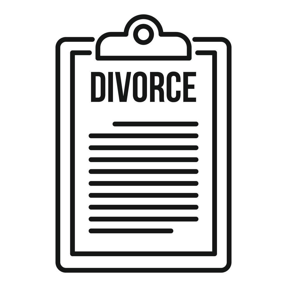 icône de presse-papiers de divorce, style de contour vecteur