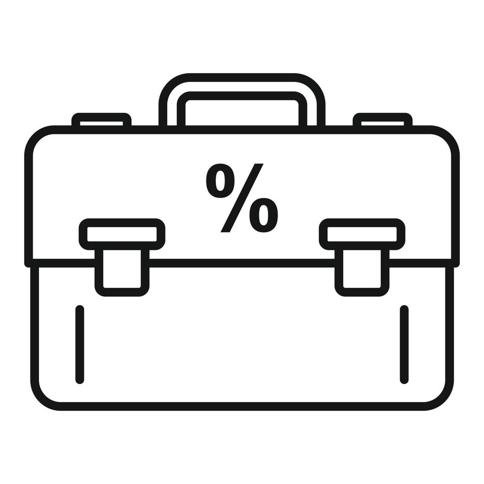 icône de cas d'impôt en pourcentage, style de contour vecteur