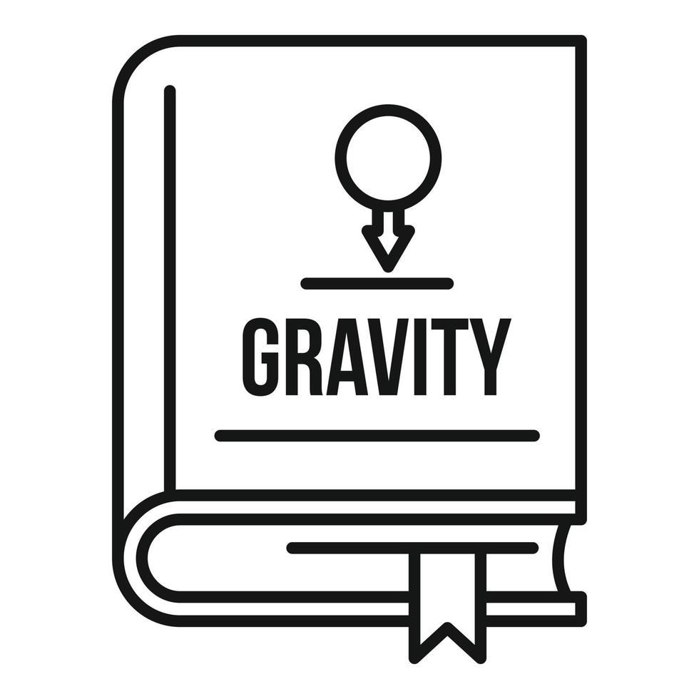 icône de livre de gravité, style de contour vecteur