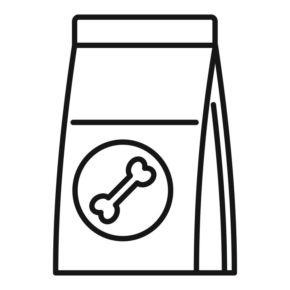 icône de paquet de nourriture pour chien, style de contour vecteur